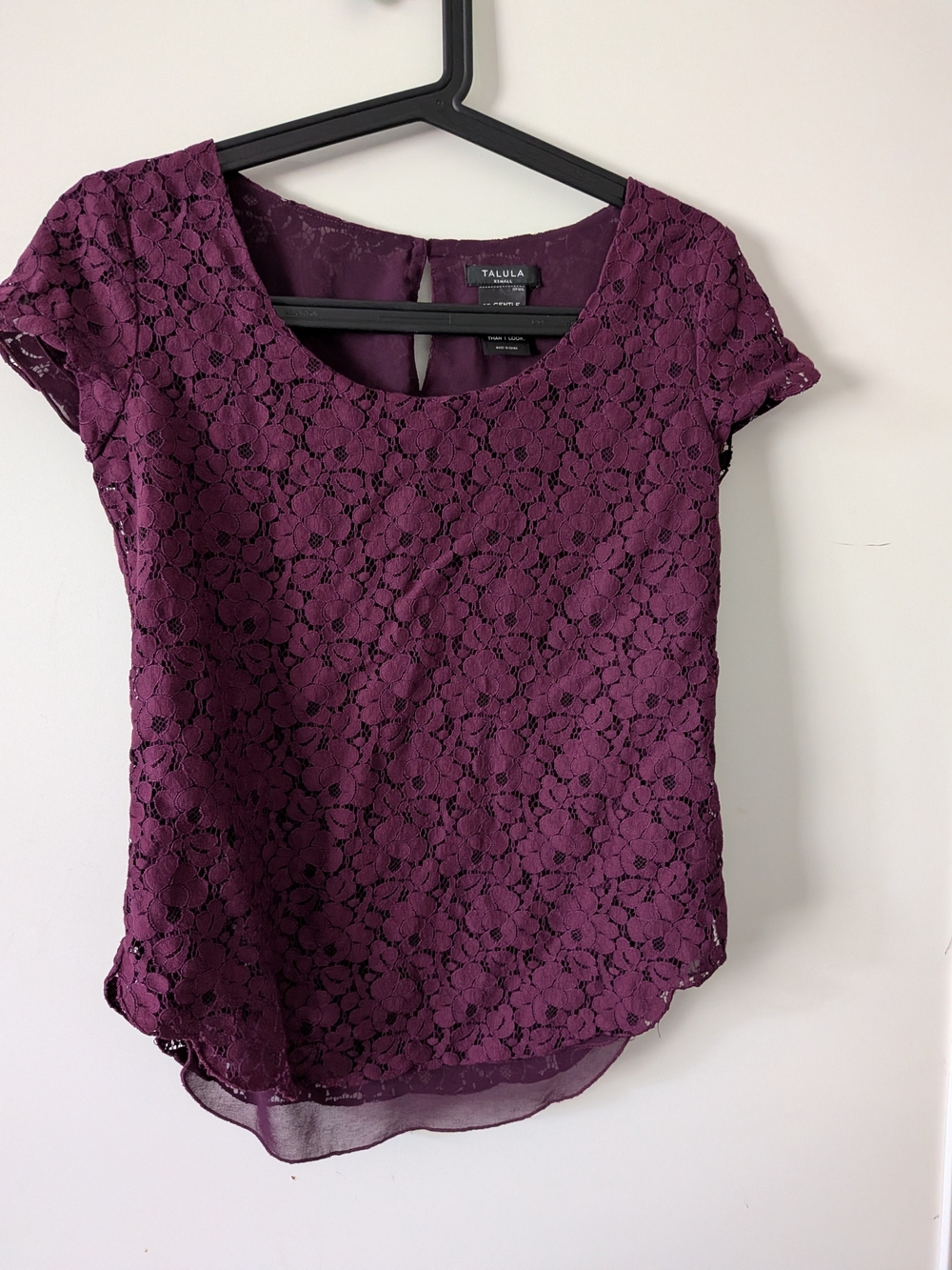 Talula Deep Plum Floral Lace Scoop Neck Blouse